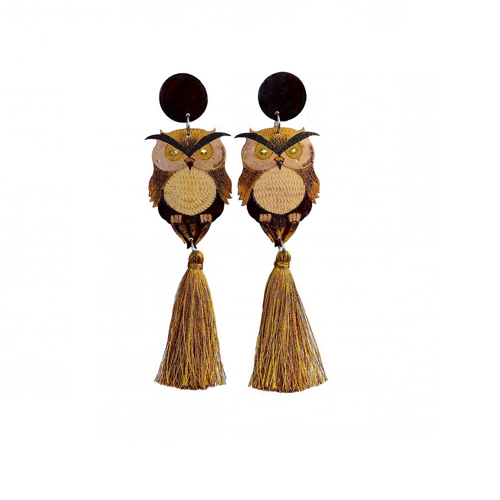 Aretes Búho Artesanales en Totumo