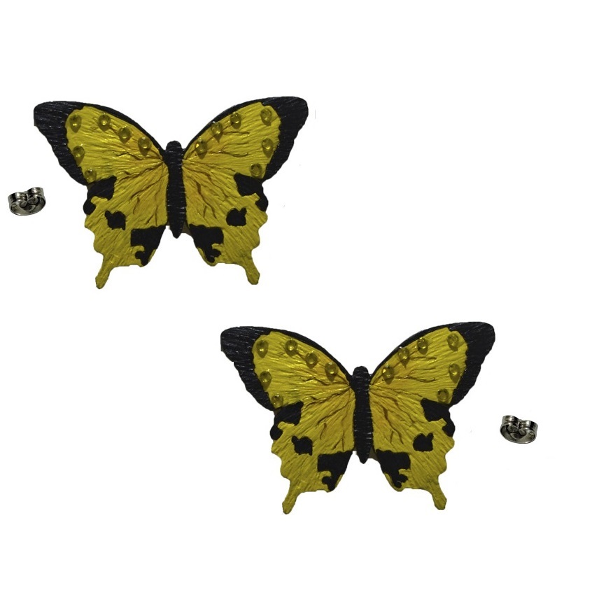Aretes Mariposa Amarilla Completa