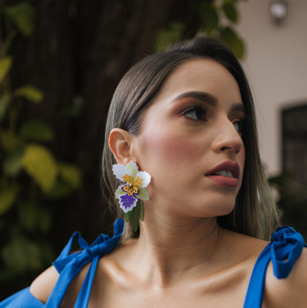 Aretes Orquídeas White/Orange